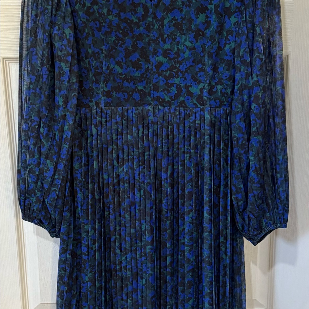 BODEN Blouson Sleeves Pleated Midi Dress in Persian Blue Size 8R Worn Once - Picture 7 of 10